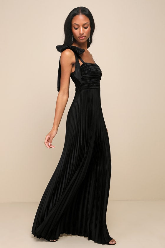 Gorgeous Purpose Royal Blue Pleated Sleeveless Bow Maxi Dress