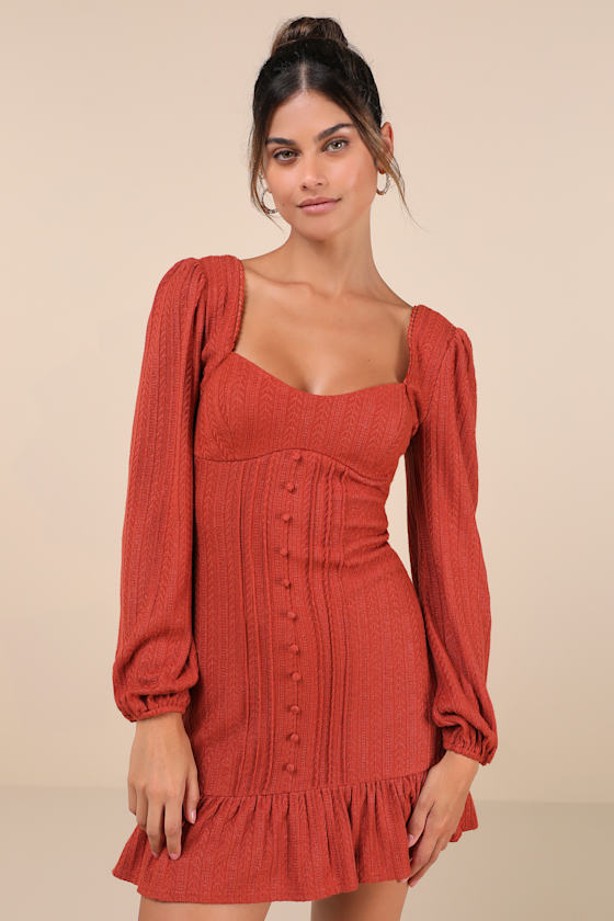 Coveted Sweetness Black Pointelle Knit Long Sleeve Mini Dress