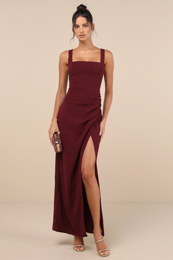 Glamorous Disposition Black Ruched Maxi Dress