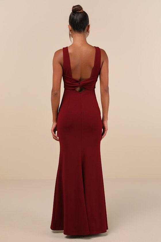 Love In Your Eyes Hunter Green Knotted Mermaid Maxi Dress