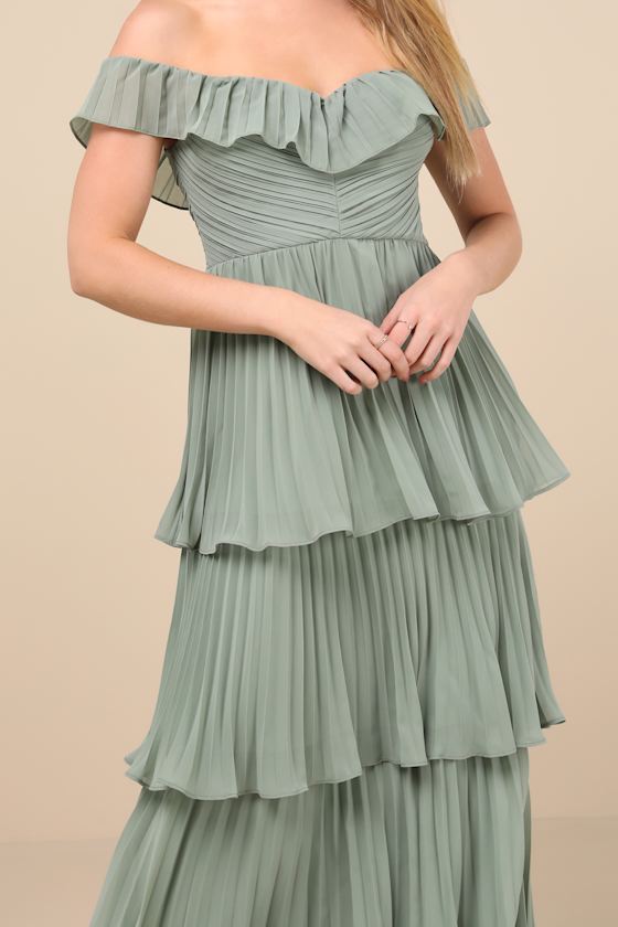 Always Remarkable Rusty Rose Pleated Off-the-Shoulder Maxi Dress