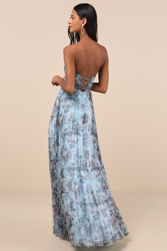 Most Beautiful Day Purple Multi Floral Print Organza Maxi Dress