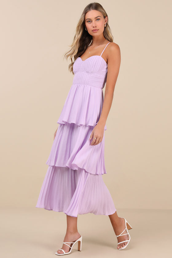 Cascading Crush Ivory Floral Print Tiered Bustier Midi Dress