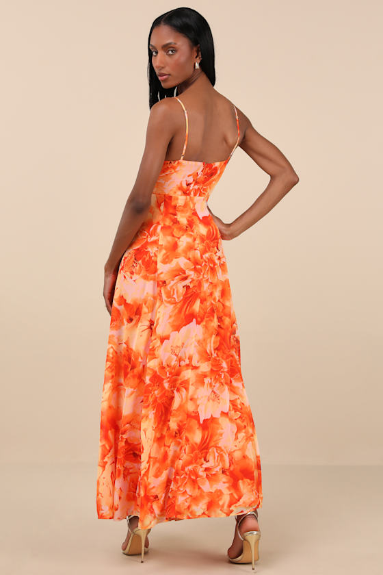 Beautiful Soul Blue Floral Print Twist-Front Maxi Dress