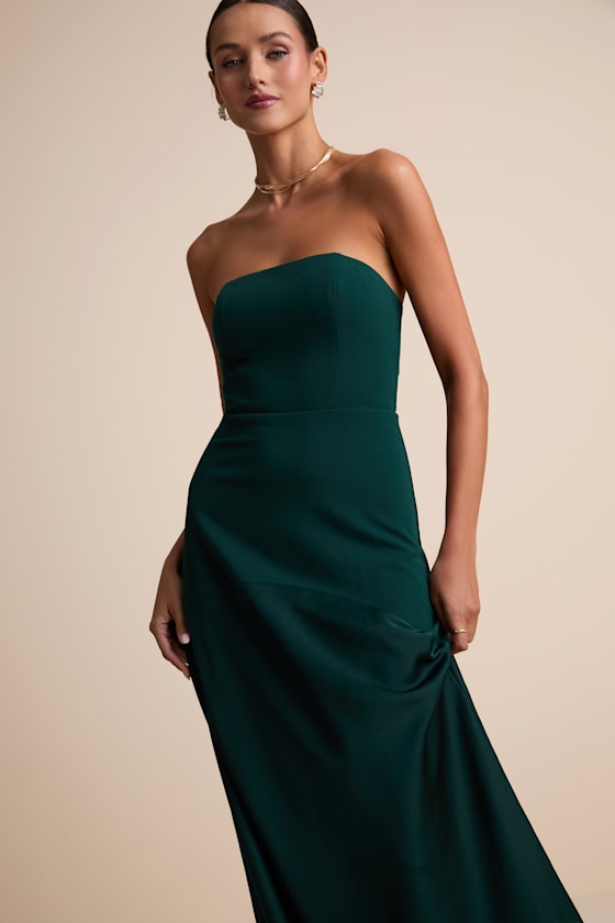 Compelling Style Black Strapless A-Line Maxi Dress