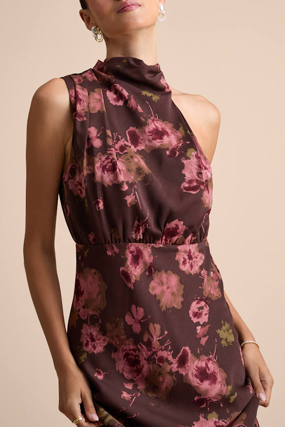 Distinctive Charm Rose Pink Satin Asymmetrical Maxi Dress
