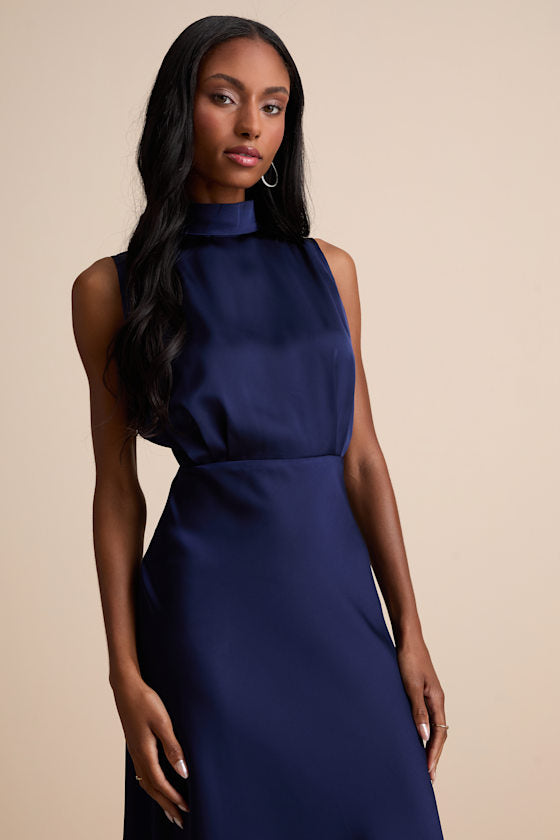 Classic Elegance Wine Satin Maxi Dress