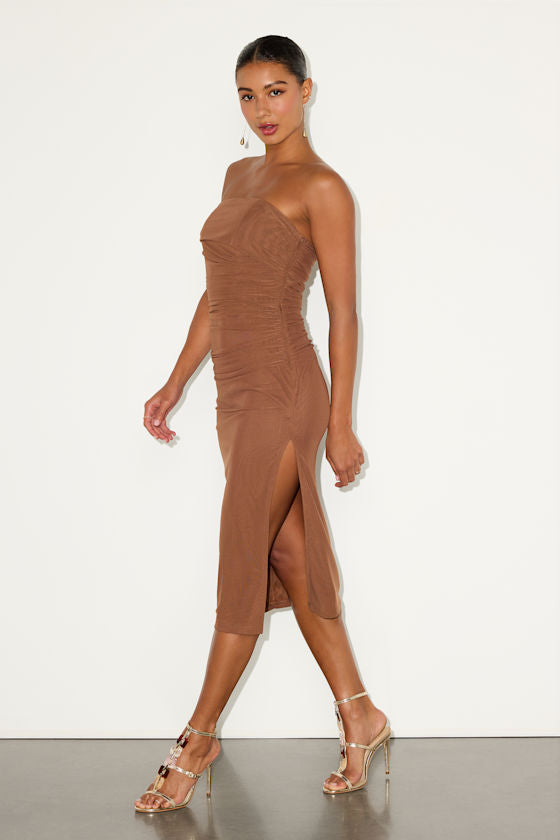 Jayleen White Mesh One-Shoulder Midi Dress