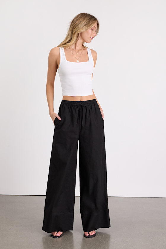Brisa Light Blue Striped Cuffed Wide-Leg Pants