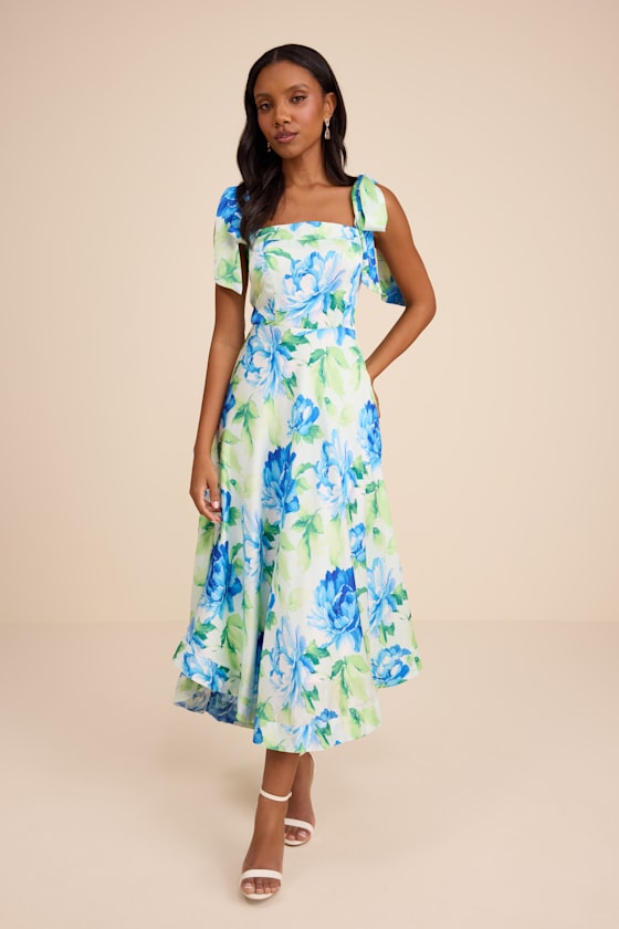 Fleurette Pink Floral Tie-Strap Midi Dress