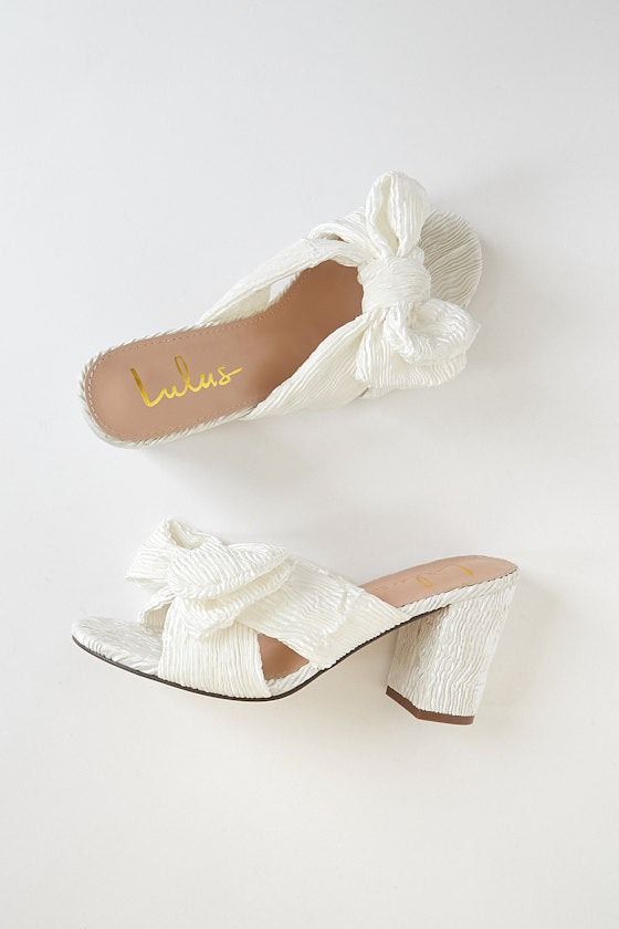 Dorothea Ivory Knotted High Heel Sandals