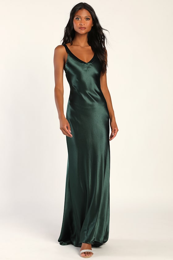 Perfectly Classy Yellow Satin Strappy Maxi Dress