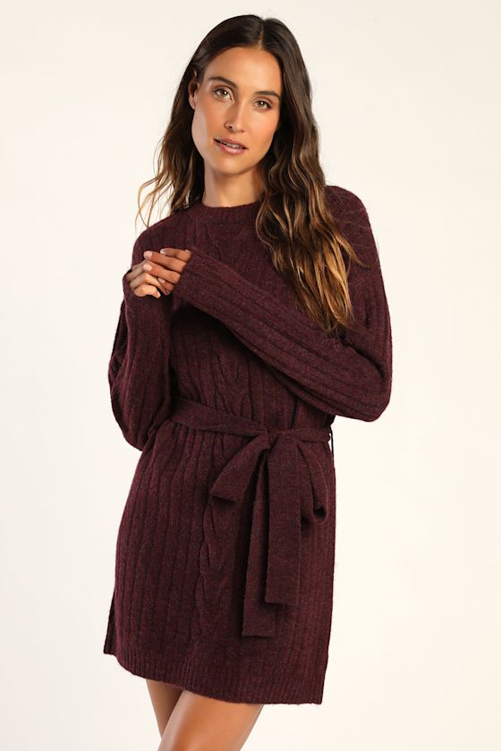 Wishing on Winter Cream Cable Knit Mini Sweater Dress