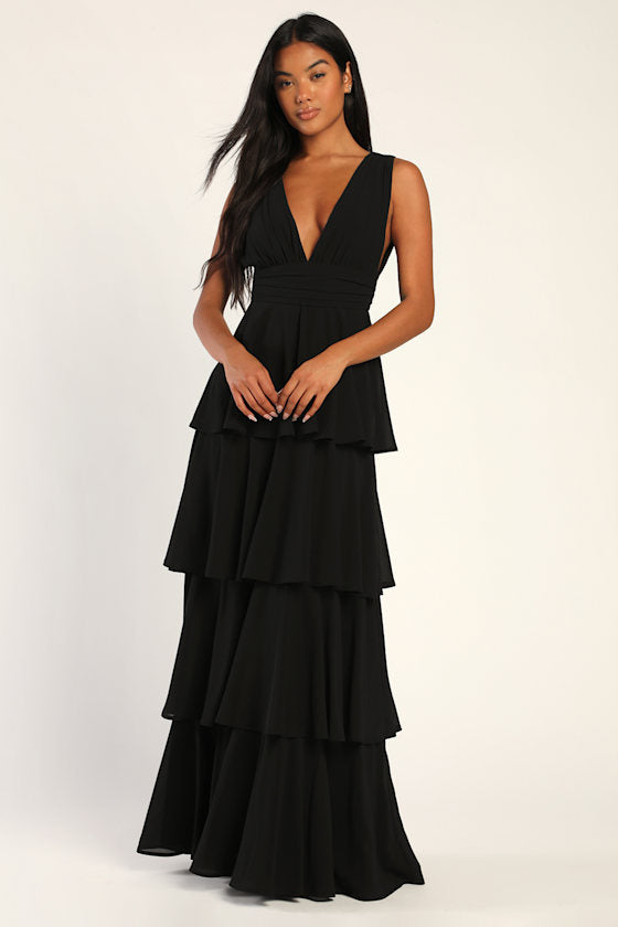 Amazing Evening Lavender Tiered Maxi Dress