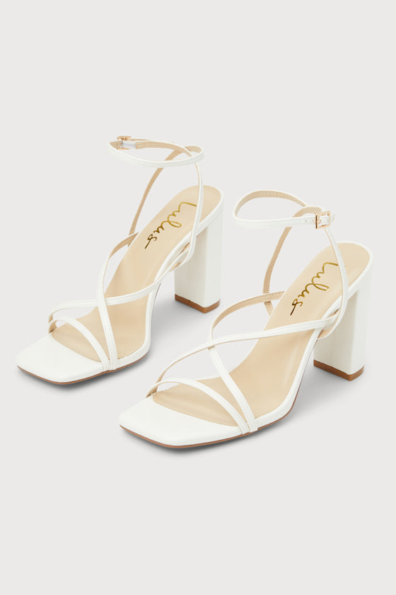 Makennaa Light Nude Strappy High Heel Ankle Strap Sandals
