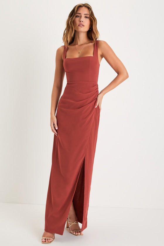 Glamorous Disposition Lavender Ruched Maxi Dress