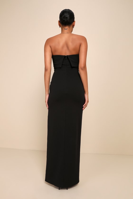 Classy Consideration Black Strapless Maxi Dress #Color_Black