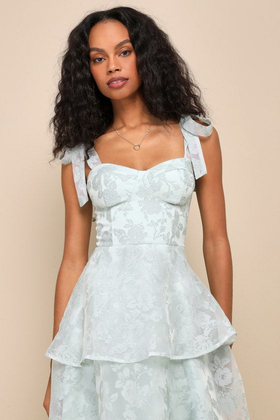 Glamorous Sweetie Lavender Burnout Tie-Strap Bustier Midi Dress