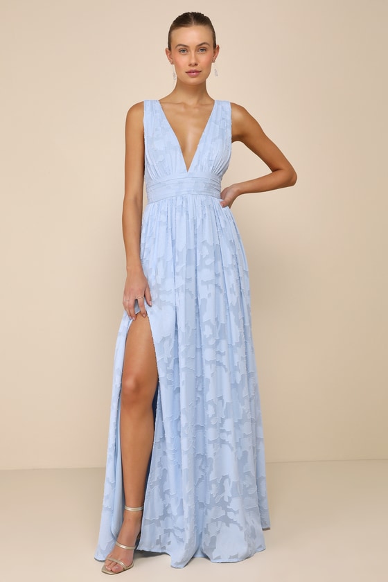 Sweet Sophistication Light Blue Burnout Floral Maxi Dress #Color_Light Blue