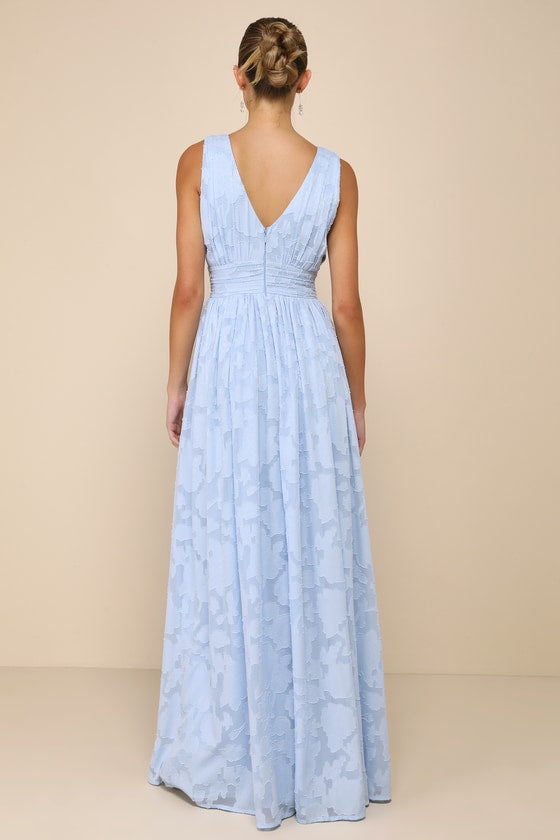 Sweet Sophistication Light Blue Burnout Floral Maxi Dress #Color_Light Blue