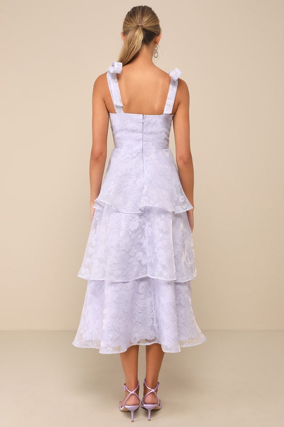 Glamorous Sweetie Lavender Burnout Tie-Strap Bustier Midi Dress #Color_Lavender
