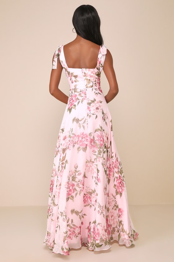 Love Me Forever Pink Floral Square Neck Maxi Dress #Color_Pink Floral