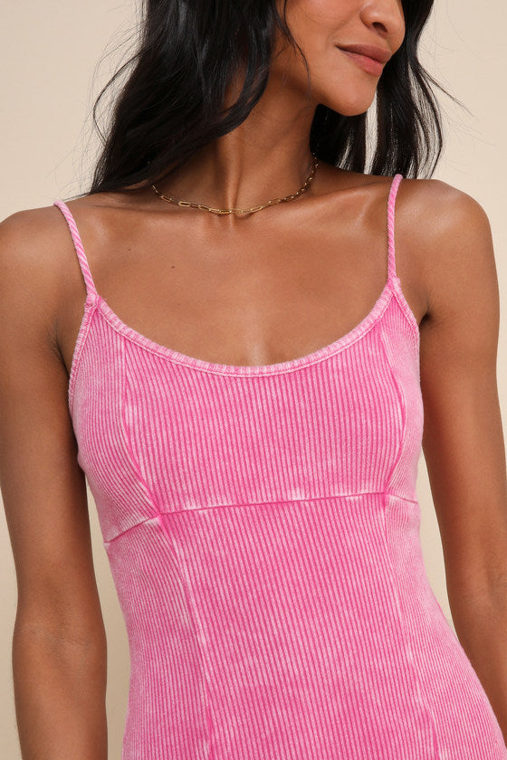 Simply Pretty Washed Blue Ribbed Pleated Sleeveless Mini Dress