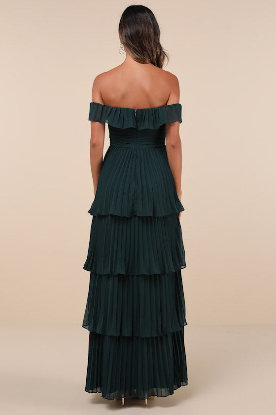 Always Remarkable White Pleated Off-the-Shoulder Maxi Dress