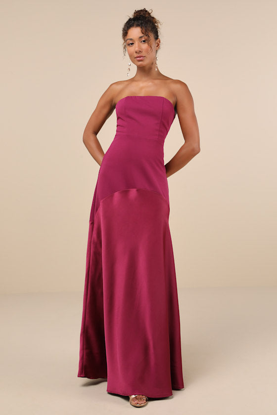 Compelling Style Black Strapless A-Line Maxi Dress