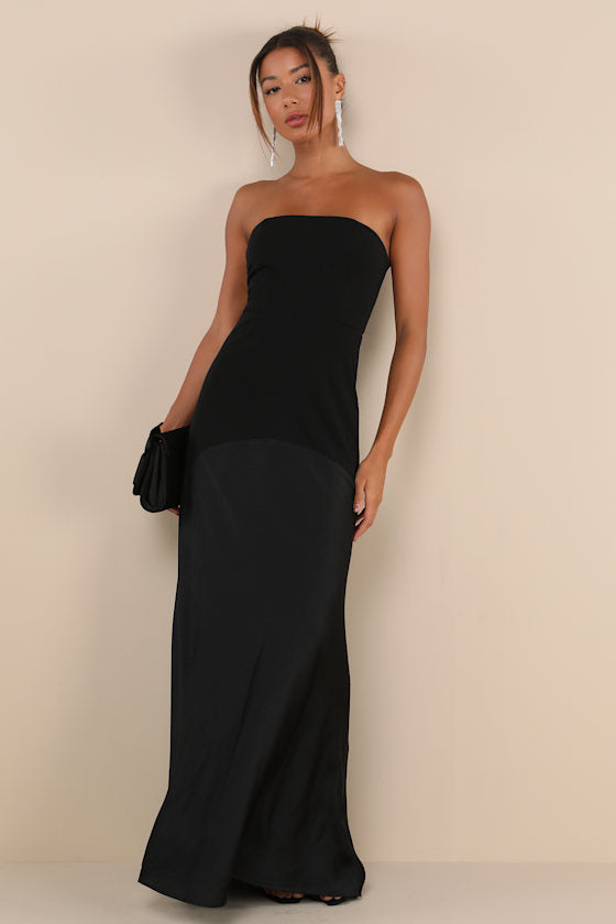 Compelling Style Royal Blue Strapless A-Line Maxi Dress