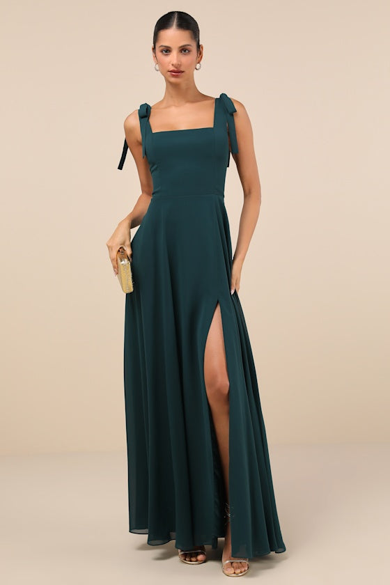 Love Me Forever Black Square Neck Maxi Dress