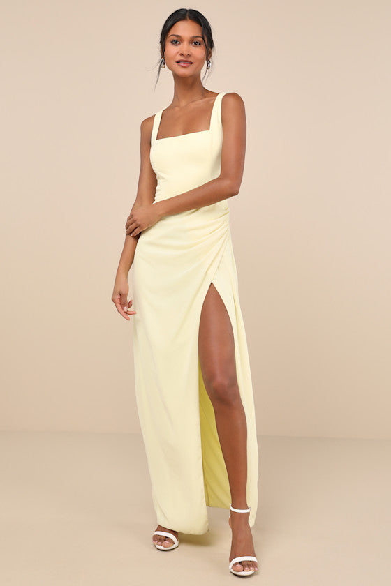 Glamorous Disposition Lavender Ruched Maxi Dress