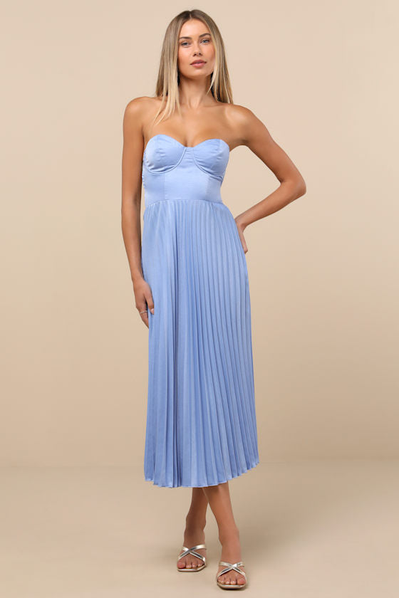 Irelyn White Satin Bustier Midi Dress