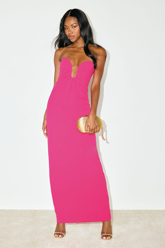 Thula Magenta Cutout U-Bar Column Maxi Dress #Color_Magenta
