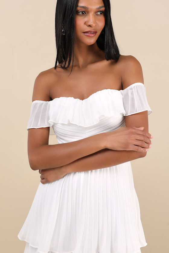 Always Remarkable Lavender Pleated Off-the-Shoulder Maxi Dress