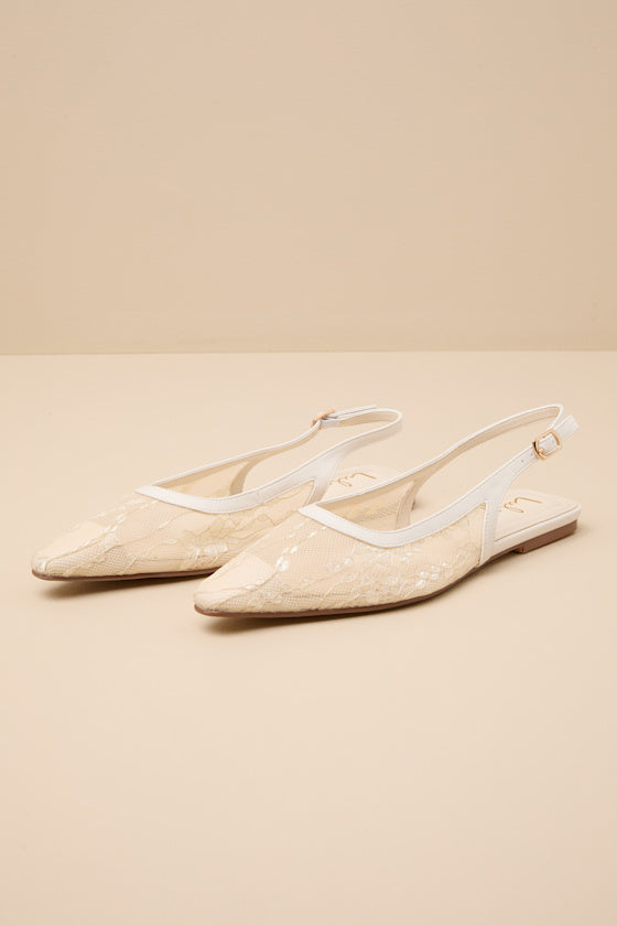 Cepheus Cream Mesh Embroidered Slingback Flats #Color_Cream