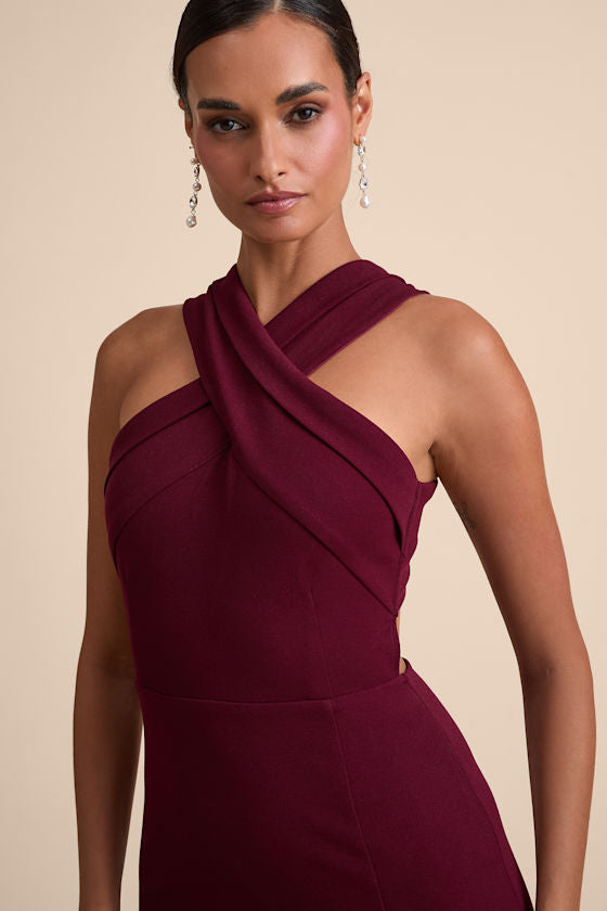 Head to Cocktail Hour Black Halter Neck Maxi Dress