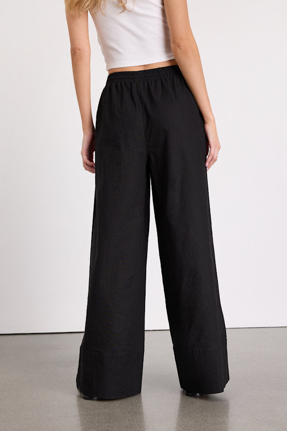 Brisa White Cuffed Wide-Leg Pants