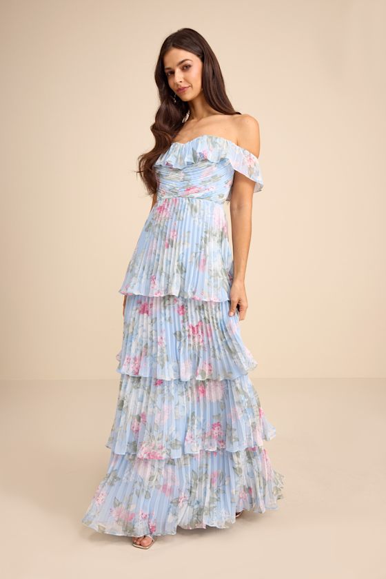 Always Remarkable Pink Pleated Off-the-Shoulder Maxi Dress
