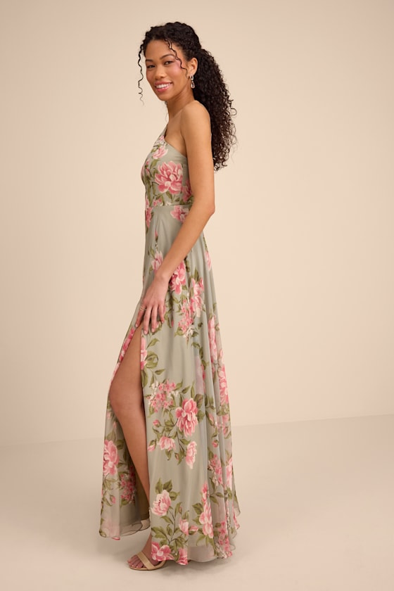 Romantic Marvel Navy Floral Print Halter Neck Maxi Dress