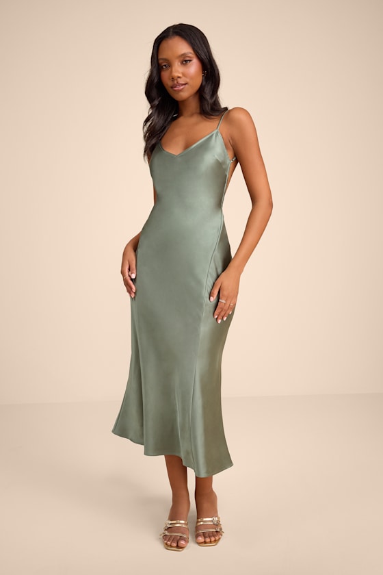 Val Sage Satin Backless Midi Dress #Color_Sage