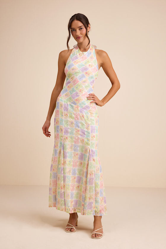 Maressa Ivory Multi Floral Halter Maxi Dress #Color_Ivory Multi