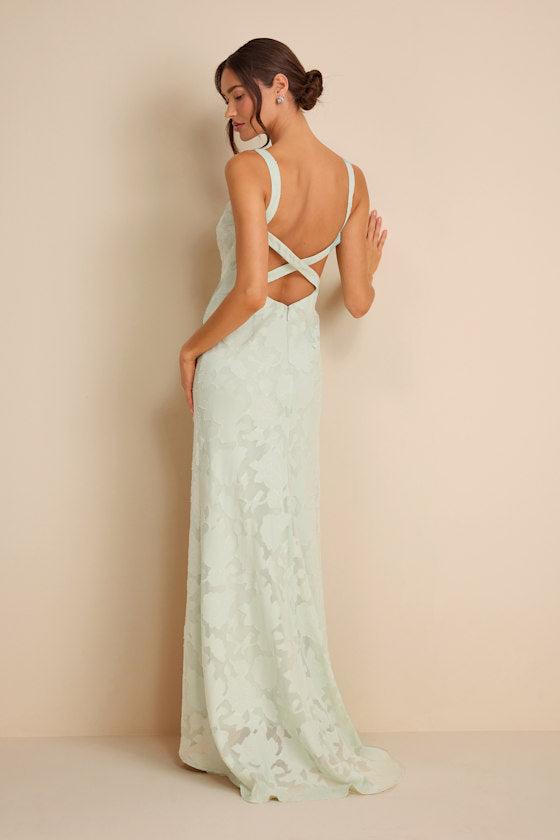 Perfectly Classy Dusty Sage Floral Burnout Backless Maxi Dress #Color_Dusty Sage