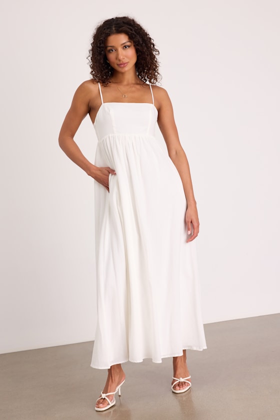 Janie White Backless Maxi Dress #Color_White