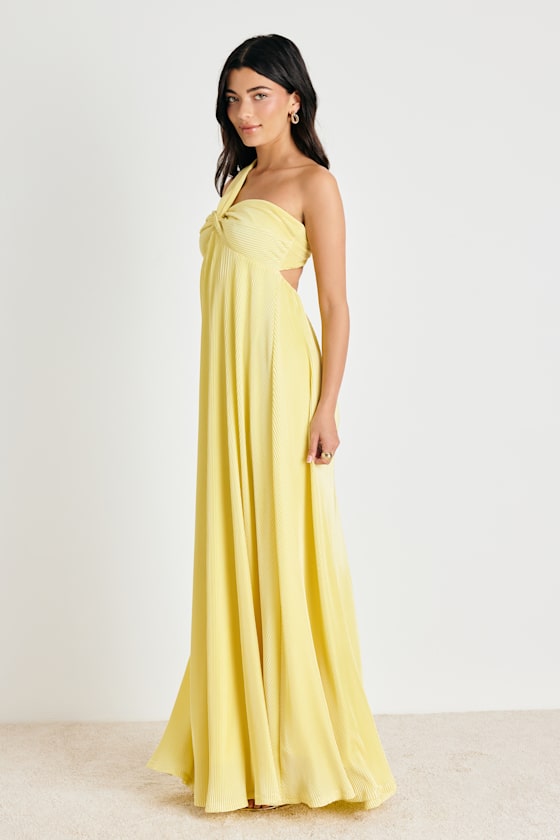 Georgianna Light Yellow Plisse Maxi Dress #Color_Light Yellow
