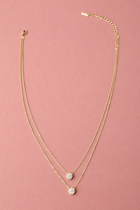 Incantation Gold Rhinestone Layered Necklace