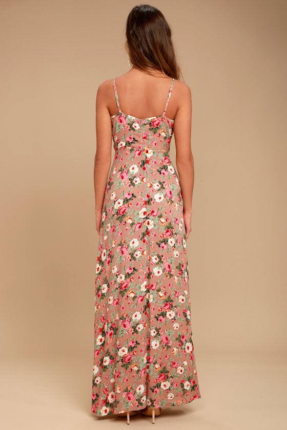 Everlasting Bliss Blush Floral Print Maxi Dress