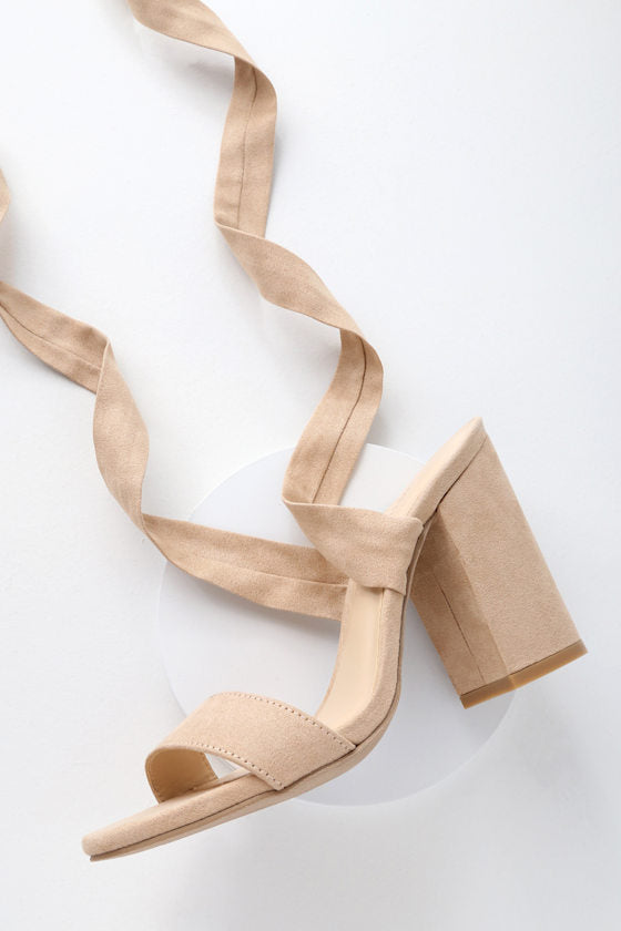 Alta Light Nude Suede Lace-Up Heels #Color_Light Nude