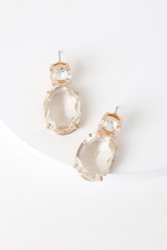 Glamour Gold Rhinestone Earrings #Color_Gold Rhinestone