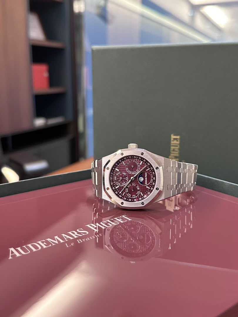Burgundy mechanical watch